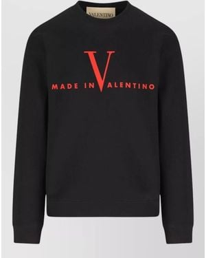 Valentino Garavani Cotton Printed Crewneck Sweatshirt - Black