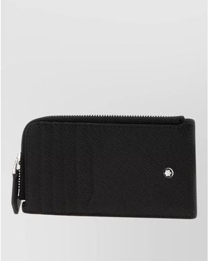 Montblanc Leather Card Holder Logo Detail Zipper - Black