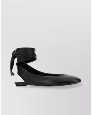 The Attico Leather Pointed Toe Ballerinas - Black