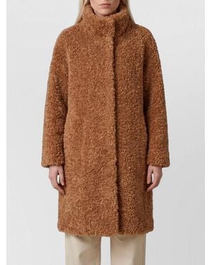 Herno Faux Fur Wrap Coat - Brown