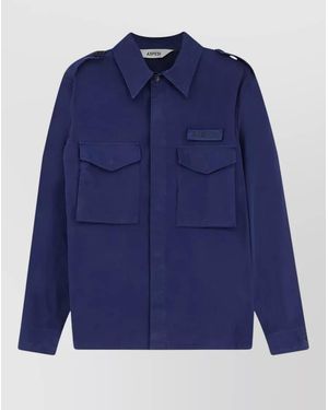 Aspesi Field Cotton Shirt Jacket Lived Effect - Blue