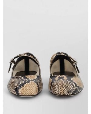 Aeyde Uma Mary Jane Flat Snake Print Shoe - Black