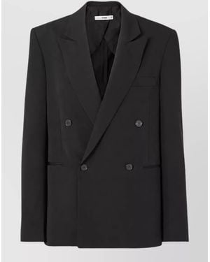 Fendi Virgin Wool Double-Breasted Blazer - Black
