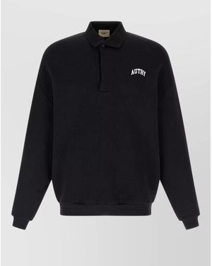 Autry University Polo Shirt Ribbed Collar Cuffs Hem - Blue