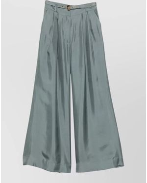 Zimmermann Silk Wide Leg Tailored Pants Belt - Blue