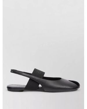 MM6 by Maison Margiela Leather Flat Sandals - Black