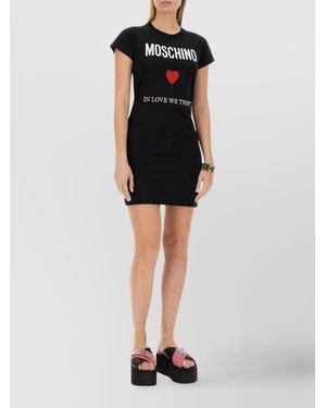 Moschino Logo-Print Mini Dress - Black