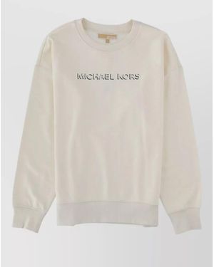 Michael Kors Lounge Knit Top Crew Neck Long Sleeves - White