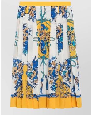 Gucci Floral High Waisted Pleated Midi Skirt - Blue