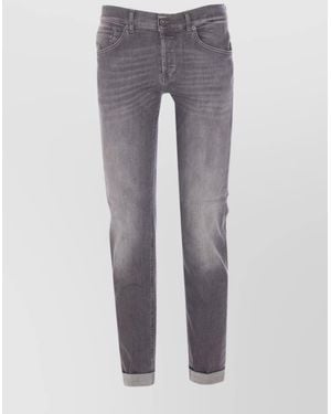 Dondup Straight Leg Pants Belt Loops - Gray