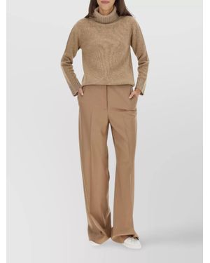 Fabiana Filippi Cashmere Blend Ribbed Turtleneck Jumper - Natural