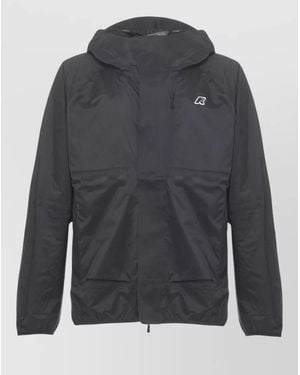 K-Way Hooded Waterproof Jacket Lightweight Long Sleeves - Gray