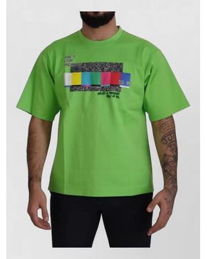 Dolce & Gabbana Dg Channel Cotton Graphic Logo T Shirt - Green