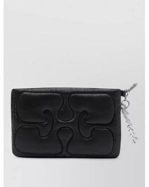 Ganni Quilted Synthetic Clutch Bag Polyamide - Black
