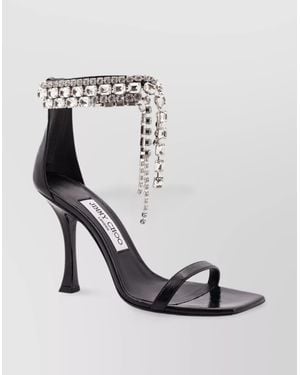 Jimmy Choo Vintage Leather Sandals Crystal Detail - White