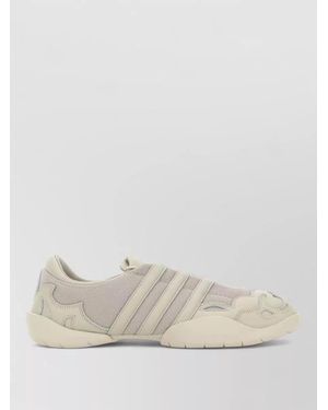 Y-3 Leather And Fabric Lace-Up Trainers - Natural
