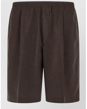 Cellar Door Arno Pleated Bermuda Shorts Zip Pocket - Grey