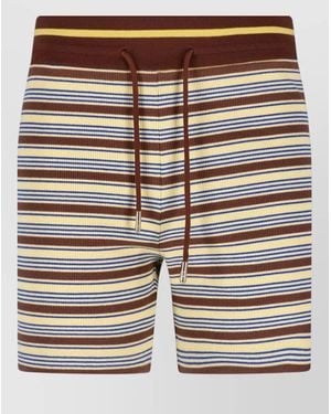 Fendi Ribbed Striped High-Rise Slim-Fit Knit Shorts - Multicolour