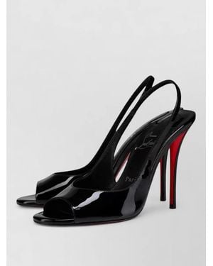Christian Louboutin Peep Toe Pumps Glossy Finish Signature Sole - Black