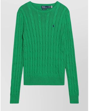Polo Ralph Lauren Cable Knit Sweater Ribbed Cuffs - Green