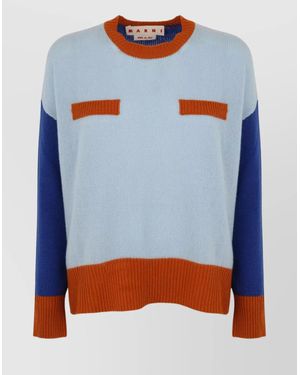Marni Block Crewneck Knit Sweater - Blue