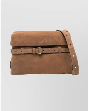 Moschino Suede Shoulder Bag Adjustable Strap - Natural