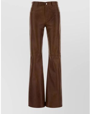Haikure Leather Straight-Leg Trousers - Brown