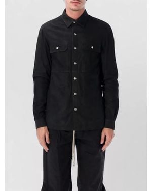 Rick Owens Lamb Leather Boxy Shirt - Blue
