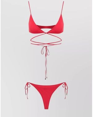 The Attico Adjustable Strap Triangle Bikini Set - Red