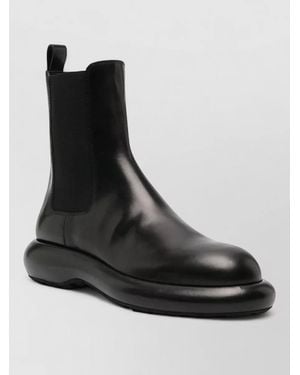 Jil Sander Boot Ankle Style Chunky Sole Elastic Panels - Black