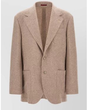 Brunello Cucinelli Cashmere Single-Breasted Suit Jacket - Natural