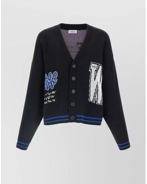 Off-White c/o Virgil Abloh Ribbed Cuff Cardigan Featuring Graphic Design - Black