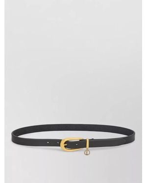 Saint Laurent Cassandre Charm Thin Leather Belt U Buckle - Grey