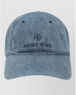 Anine Bing Denim Baseball Cap Curved Brim Eyelets - Blue
