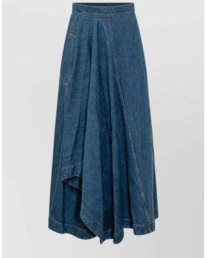 Givenchy Asymmetric Long Denim Skirt - Blue