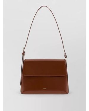 A.P.C. Virginie Leather Shoulder Bag Logo Detail - Brown
