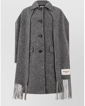 Weekend by Maxmara Wool Coat With Scarf - Grey