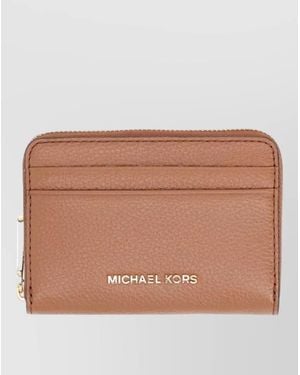 Michael Kors Logo Zip Cardholder Purse Card Slots - Brown