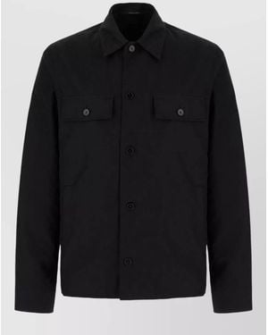 Gucci Cotton Jacket Long Sleeves Chest Pockets - Black