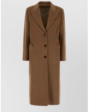 Blazé Milano Camel Hair Single-Breasted Coat - Natural