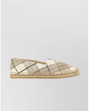 Burberry Embroidered Canvas Check Espadrilles - Natural
