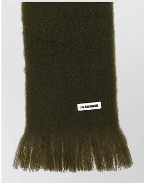 Jil Sander Mohair Scarf Fringed Edges Soft Texture - Green