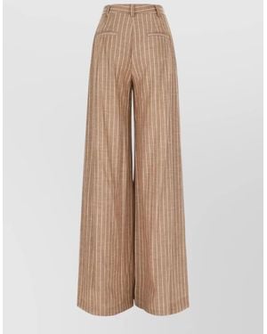 LE SULLY STUDIO Embroidered Polyester Blend Wide Leg Trousers - Natural