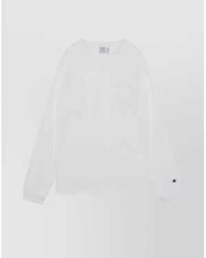Champion Long Sleeved Crew Neck T-Shirt With Chest Pocket - White