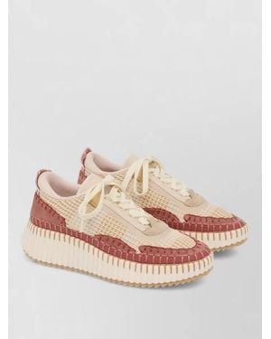 Chloé Nama Lace Up Sneakers Low Top - Pink