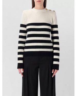 Balmain Striped Knit Cardigan Long Sleeves Buttons - Blue