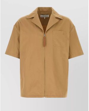 Loewe Gabardine Shirt Jacket Short Sleeve Pocket - Natural