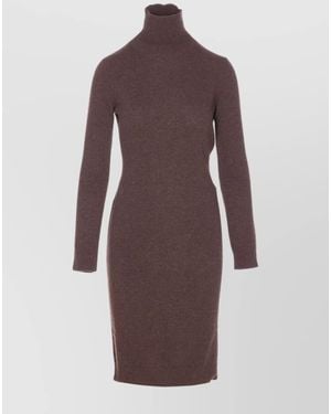 MM6 by Maison Margiela Wool Knit High-Neck Long-Sleeve Knee-Length Dress - Purple