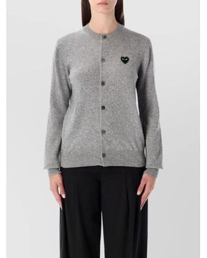 COMME DES GARÇONS PLAY Wool Crystal Embellished Button Up Cardigan - Grey