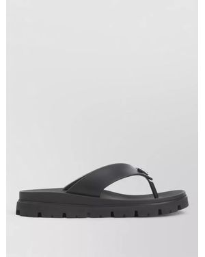 Prada Soft Cage Thong Sandals Rubber Sole - Black